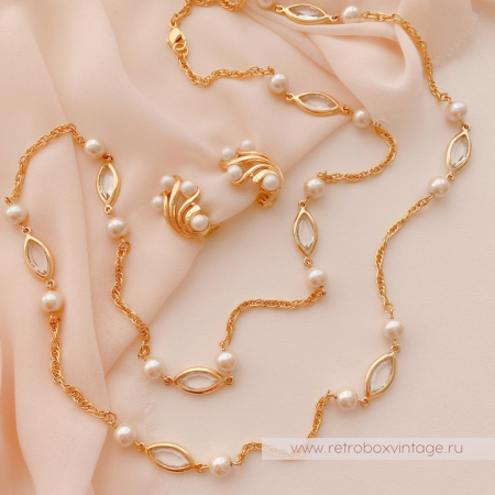 TRIFARI Комплект «Жемчужный: ожерелье и клипсы»