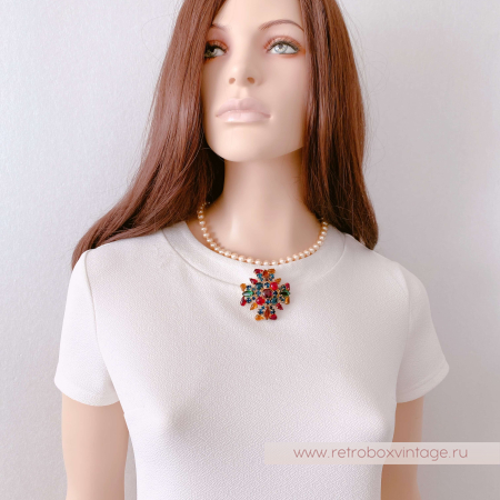 WEISS Брошь-кулон «Мальтийский крест: цветной  с кабошонами»