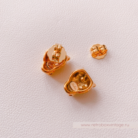 UVELINA Серьги "Золотые пантеры: черные кристаллы"