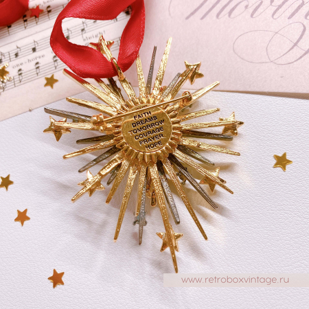 GRAZIANO Брошь "Ангел и звезды" в коробочке с атласной лентой (1998 год)