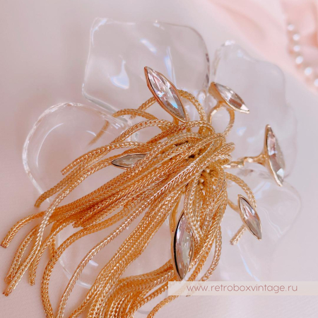 ALEXIS BITTAR Брошь «Орхидея Офелия - цветок воды» с цепочками