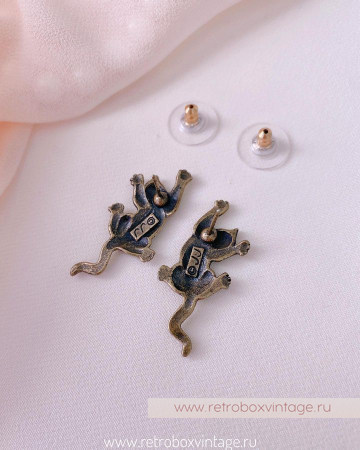 JJ / JONET JEWELRY Серьги-пусеты «Котик-озорник: бронза»