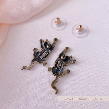 JJ / JONET JEWELRY Серьги-пусеты «Котик-озорник: бронза»