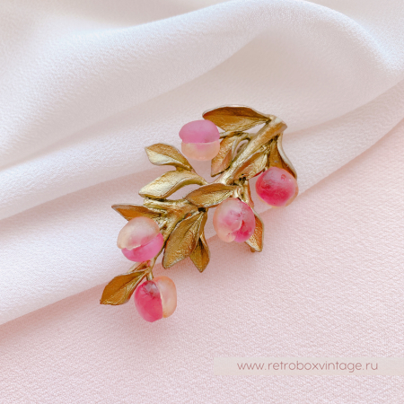 MICHAEL MICHAUD Брошь "Веточка с персиками"