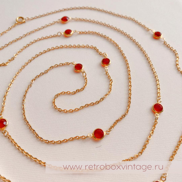 NO NAME Нить с безелями «Алый цвет»