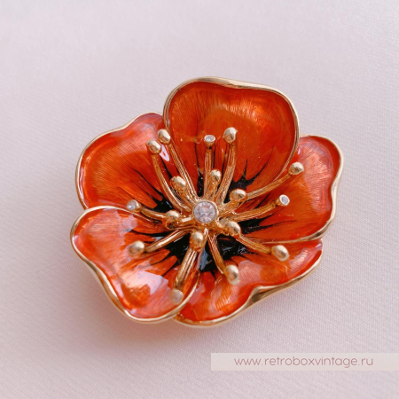 MONET Брошь «Красный коралловый мак»