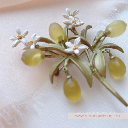 MICHAEL MICHAUD Брошь «Веточка лимона с цветами» музейная коллекция