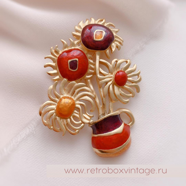 AVON / YVES SAINT LAURENT Брошь «Подсолнухи Ван Гога»