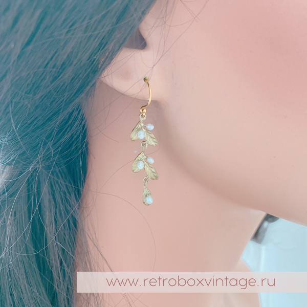 MICHAEL MICHAUD Серьги "Ароматные травы: листочки и жемчужины"