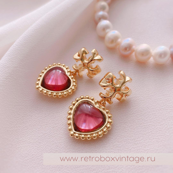 TORY BURCH Серьги «Пурпурное сердце»