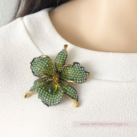CAROLEE Брошь «Зеленая орхидея»