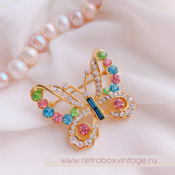 1928 JEWELRY  Брошь «Пастельная бабочка»