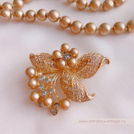 CAROLEE Ожерелье с брошью «Жемчужное золото и золотой цветок»