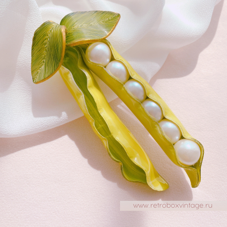 CILEA PARIS Брошь «Два стручка гороха» с жемчужинами