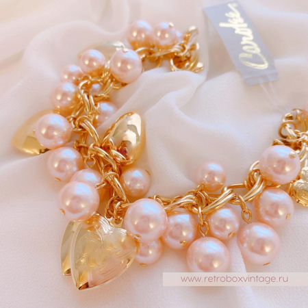 CAROLEE Браслет «Семь сердец и розовый жемчуг»