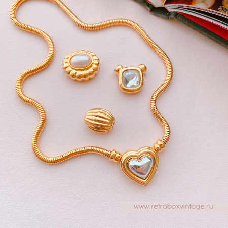 JOAN RIVERS Ожерелье-трансформер "Мон плезир" четыре кулона (сердце, кристалл, жемчуг, бусина)