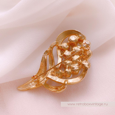 NO NAME Брошь винтажная «Ландыши жемчужные»