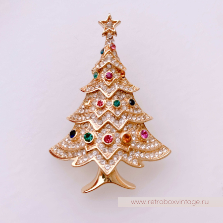 MONET Брошь «Елочка в новогодних огнях»