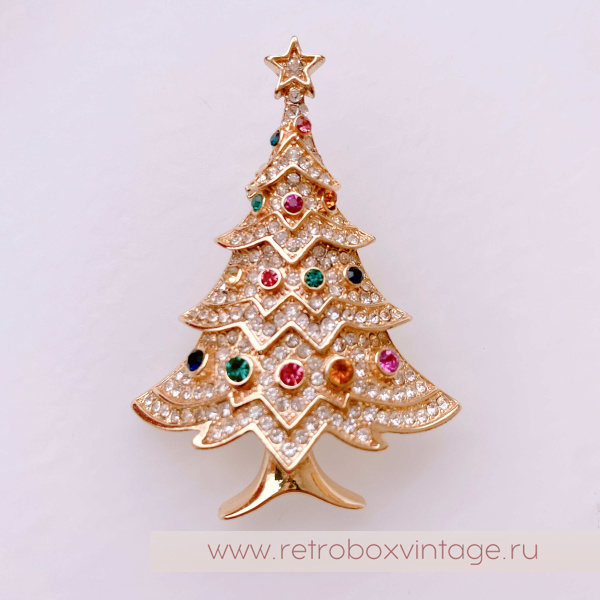 MONET Брошь «Елочка в новогодних огнях»