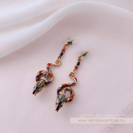 SWEET ROMANCE Серьги «Эмалевые змейки: золото»