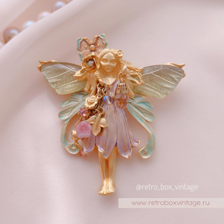 KIRKS FOLLY Брошь-кулон «Фея примулы с золотистыми крылышками»