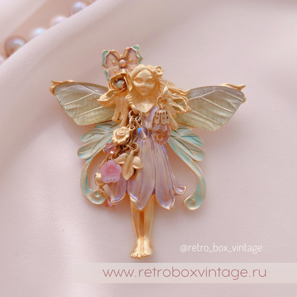 KIRKS FOLLY Брошь-кулон «Фея примулы с золотистыми крылышками»