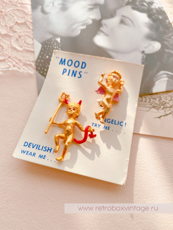 MOOD PINS Броши парные "Ангел и демон"