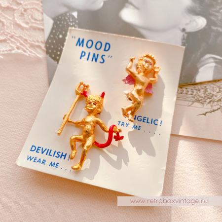 MOOD PINS Броши парные "Ангел и демон"