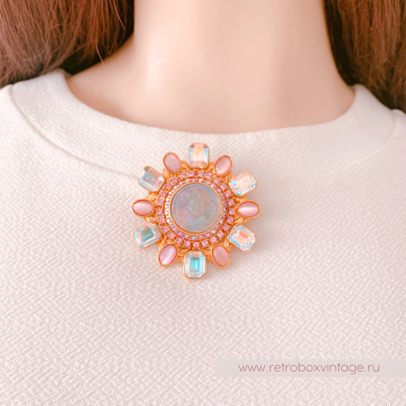 KIRKS FOLLY Брошь-кулон "Мечтающий ангел в ореоле звезды"