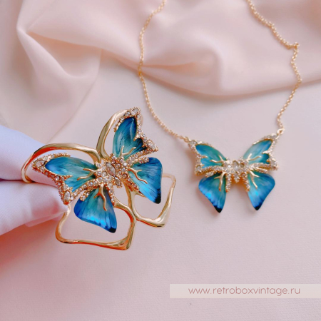 ALEXIS BITTAR Браслет каф «Голубая бабочка jardin mistere»