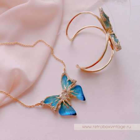 ALEXIS BITTAR Браслет каф «Голубая бабочка jardin mistere»