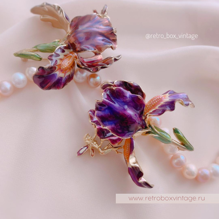 KIRKS FOLLY Брошь «Фиолетовый ирис с феей»