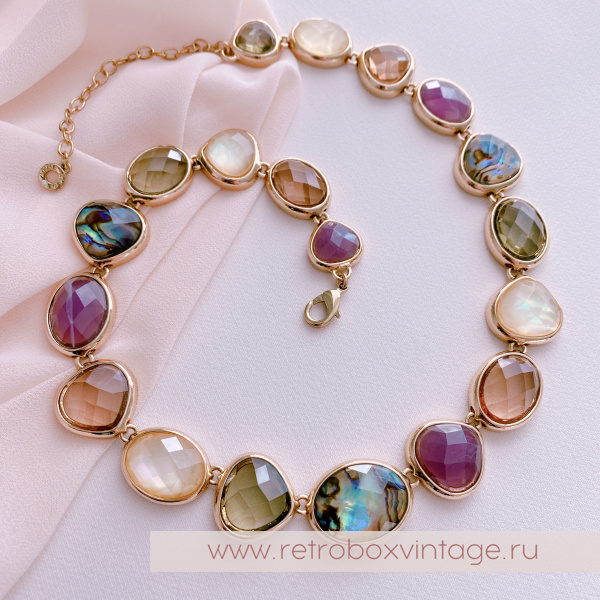 ANNE KLIEIN Ожерелье «Морские камушки: сливовая пастель»