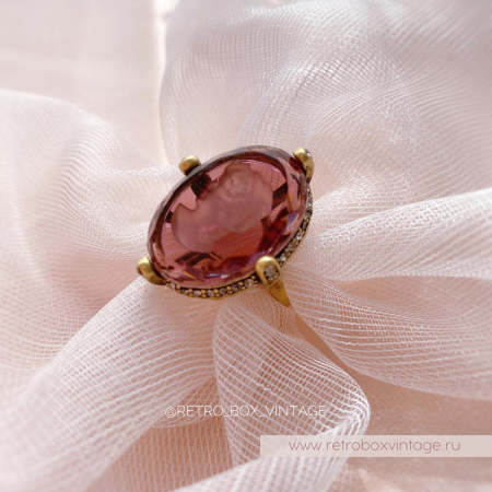 SWEET ROMANCE Кольцо «Богиня с инталией: аметист в бронзе» размер 8