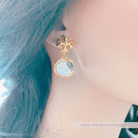 TORY BURCH Серьги-пусеты «Роксана: бежево-нюдовые кабошоны»