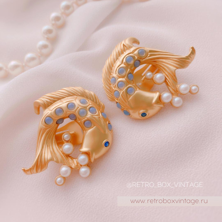 AVON / ELIZABETH TAYLOR Клипсы «Золотые рыбки: коллекция мерцающего моря»
