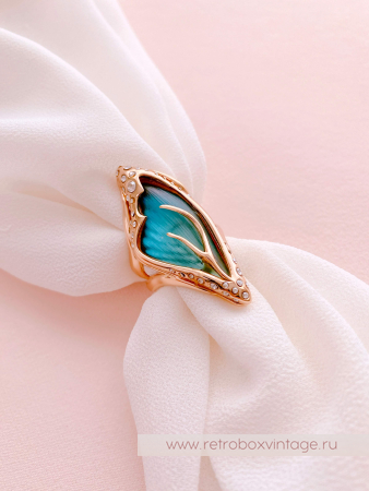 ALEXIS BITTAR Кольцо "Крыло голубой бабочки" Коллекция JARDIN MYSTERE AZURE BLUE
