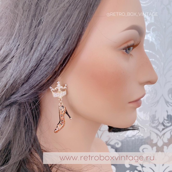 RITZY COUTURE Серьги ассиметричные «Королева шоппинга золото: сумка и туфелька»