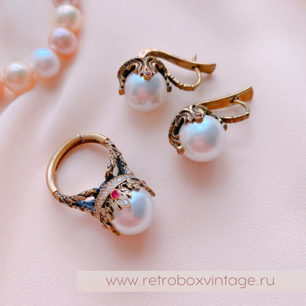 FIORE DI FIRENZE Серьги удлиненные «Короны с жемчугом» коллекция SOVRANO