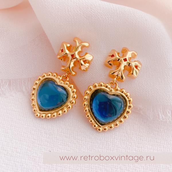 TORY BURCH Серьги «Сердце индиго»