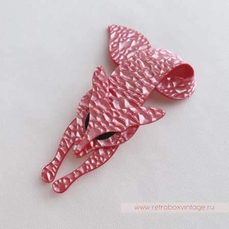 LEA STEIN Брошь «Лиса розовый коралл 3d»