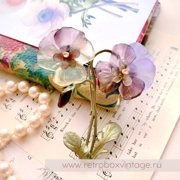 MICHAEL MICHAUD Брошь «Крупные фиалки: два цветка» коллекция "Pansies"