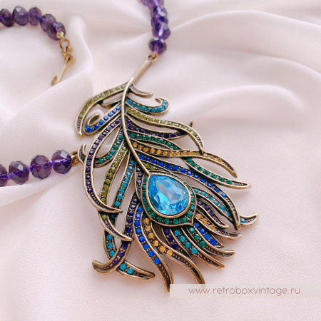 HEIDI DAUS Ожерелье «Перо синей птицы» павлин HEIDI DAUS Ожерелье «Перо синей птицы» павлин