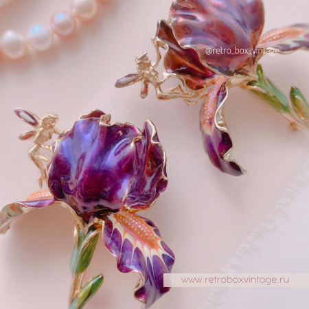 KIRKS FOLLY Брошь «Фиолетовый ирис с феей»
