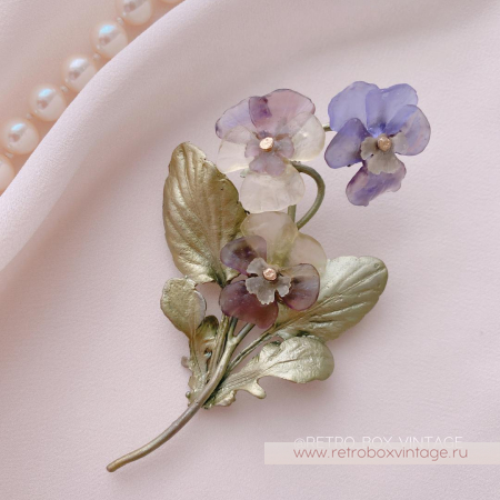 MICHAEL MICHAUD Брошь «Анютины глазки: три цветка» коллекция "Фиалки"