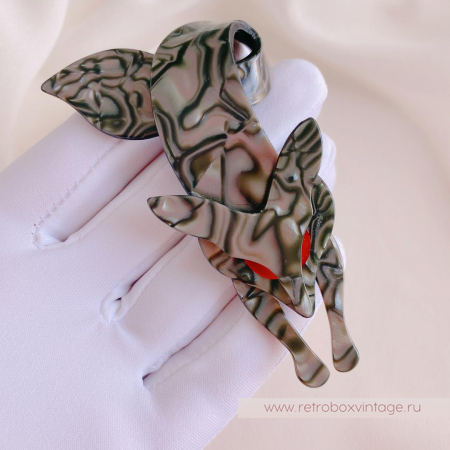 LEE STEIN Брошь «Серебристая перламутровая лиса»