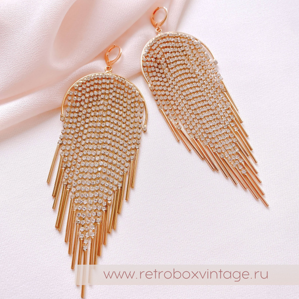 OPHELIA ROE Серьги "Каскады водопада: кристаллы в золоте"