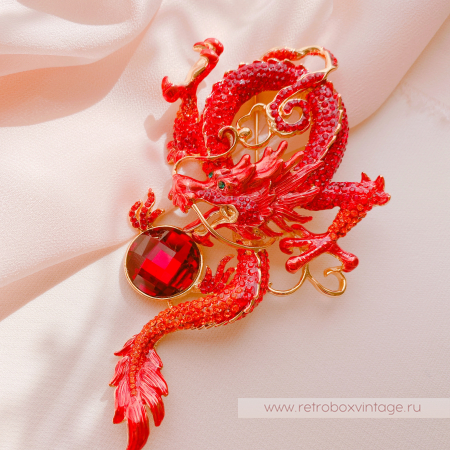 BUTTLER AND WILSON Брошь «Огненный дракон с красным кристаллом»