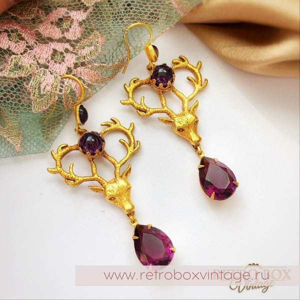 ASKEW LONDON Серьги «Королевский олень: фиолетовый»