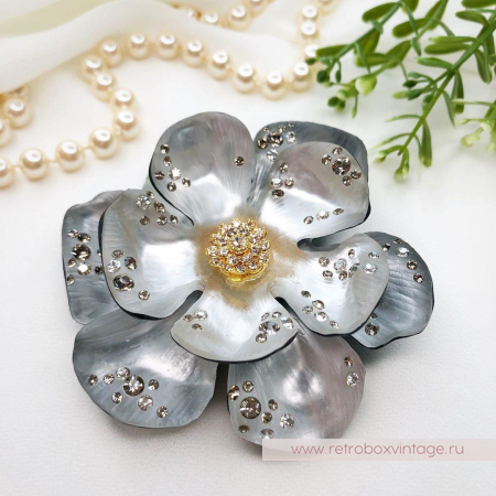 ALEXIS BITTAR Брошь «Лунный серебристый цветок»